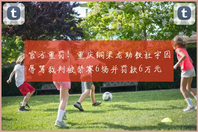 官方重罚！重庆铜梁龙助教杜宇因辱骂裁判被禁赛6场并罚款6万元
